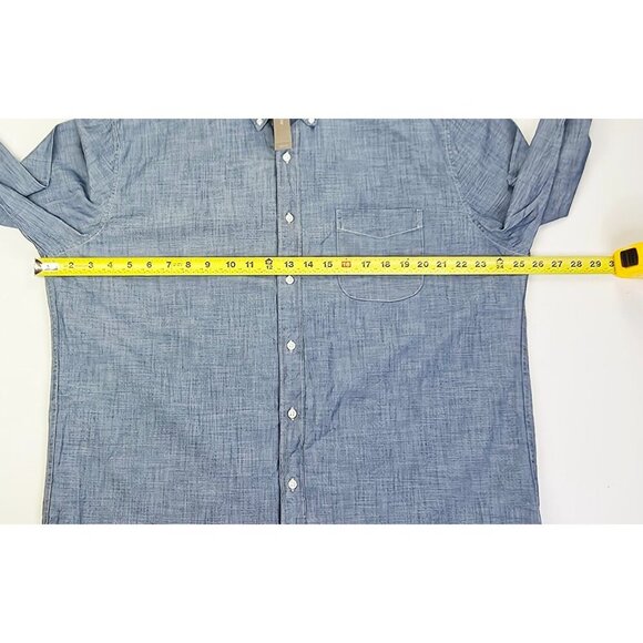 J. Crew Classic Size XLT Mens Blue Denim Organic Cotton Button Down Shirt NWT - Picture 3 of 10